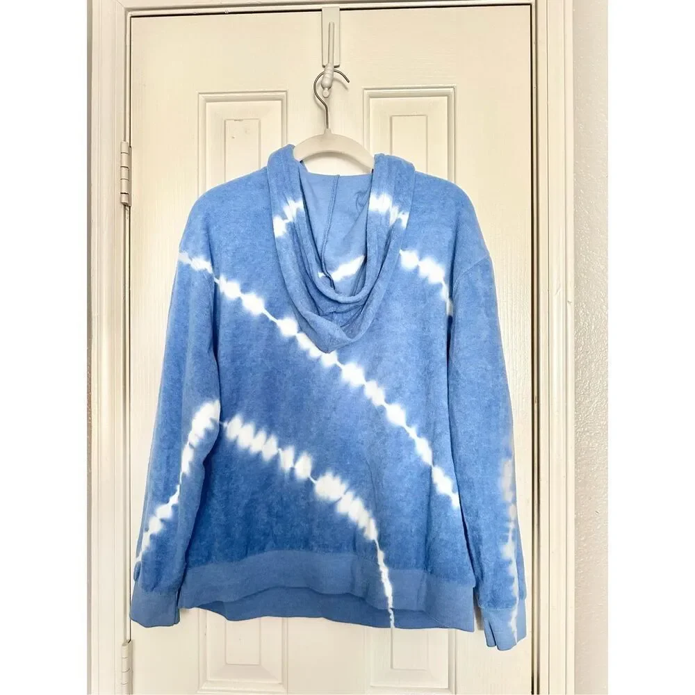 Wild Fable Blue Tie Dye Oversized Hoodie XS French Terry Sweatshirt - Picture 9 of 9